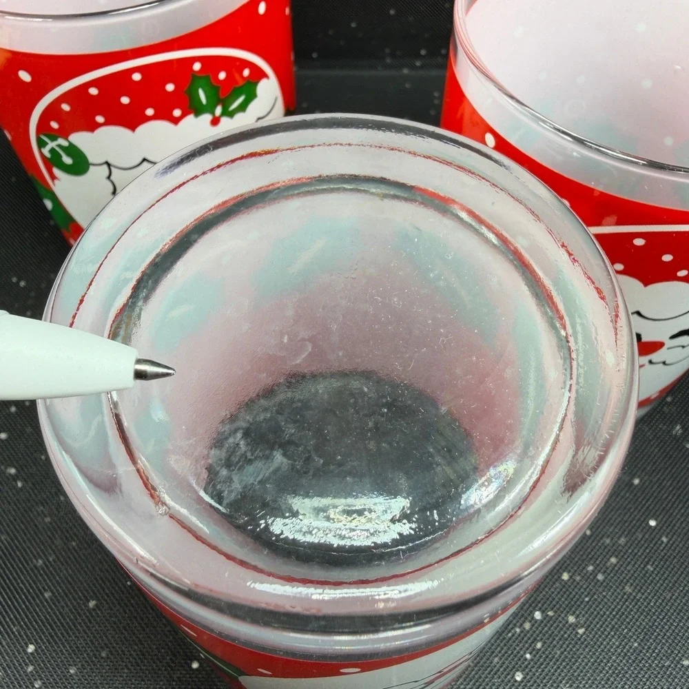 Tom Collins Santa Claus Christmas Drinking Glasses Red Polka Dot Holly Set of 3